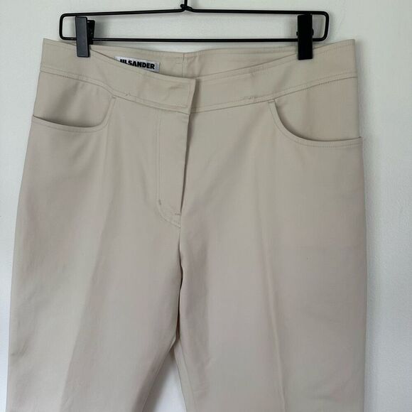 Jil Sander Women’s Cream Pleat Front Scoop Pocket Straight Leg Pant - Picture 7 of 11